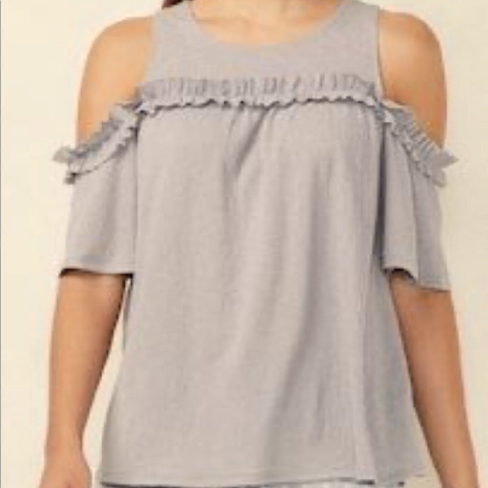 LC Lauren Conrad Gray Cold Shoulder Tunic
